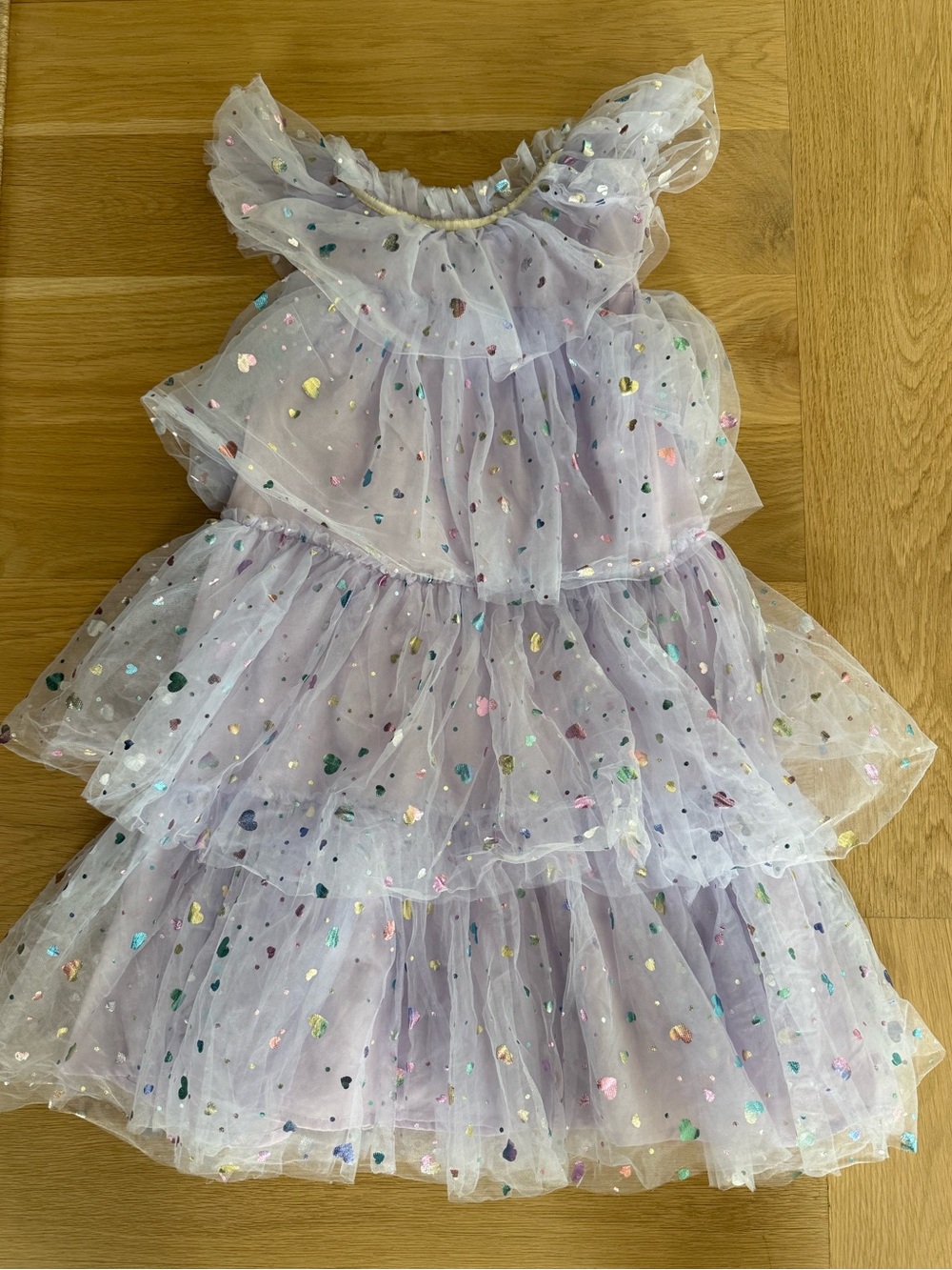 lola & the loys Lavender Layered Heart Sequin Tulle Dress- size 12 girls
